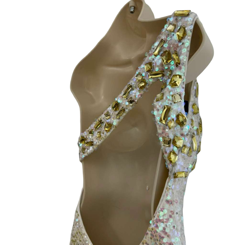 Alyce Paris Womens Sequin Mini Backless One Shoulder Prom Formal Dress Gown sz 4 - Picture 13 of 16